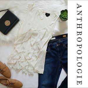Deletta Anthropologie Cream Waves Tank Top